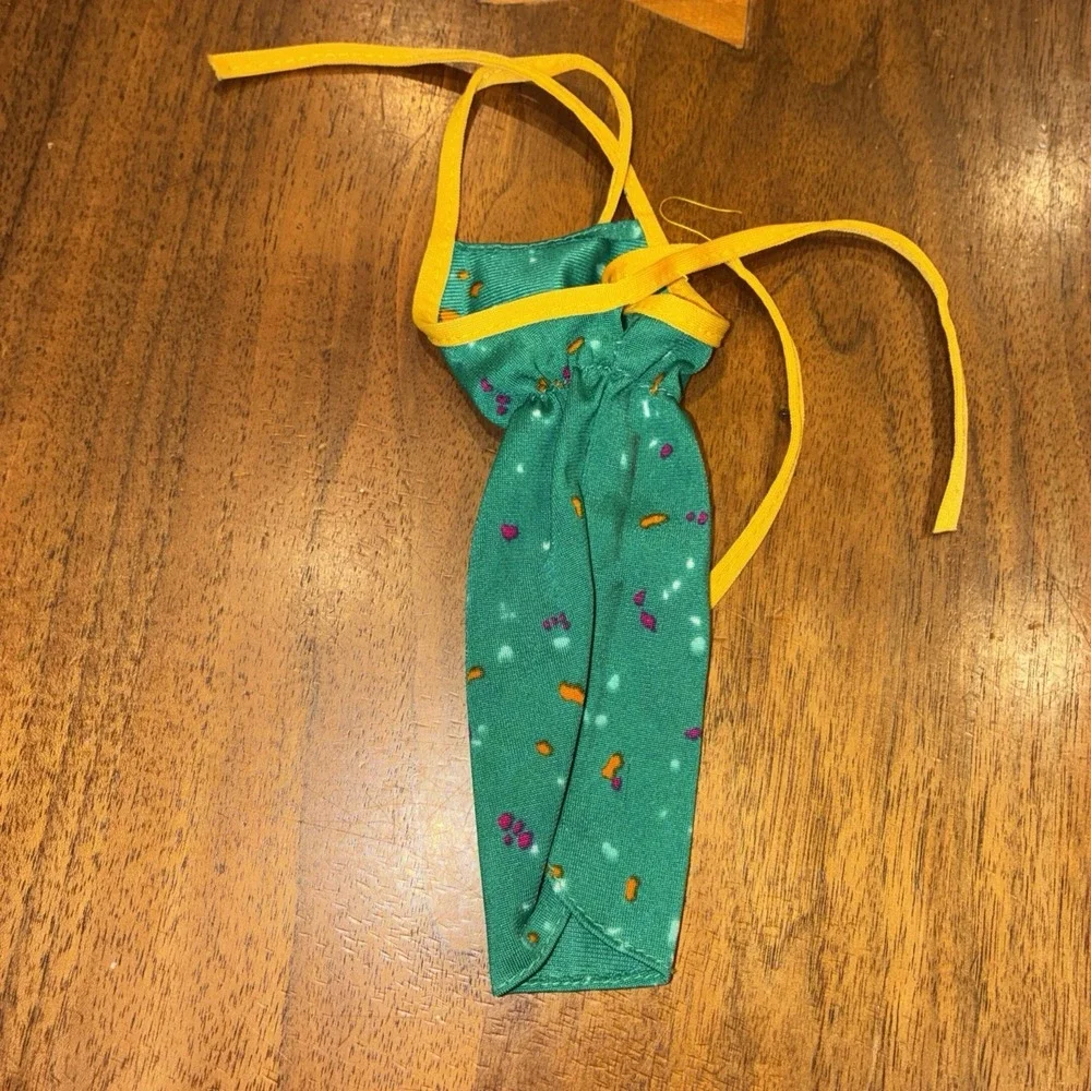 Vintage Barbie Clothes Best But Outfit #3638 Green Orange Tricot DRESS